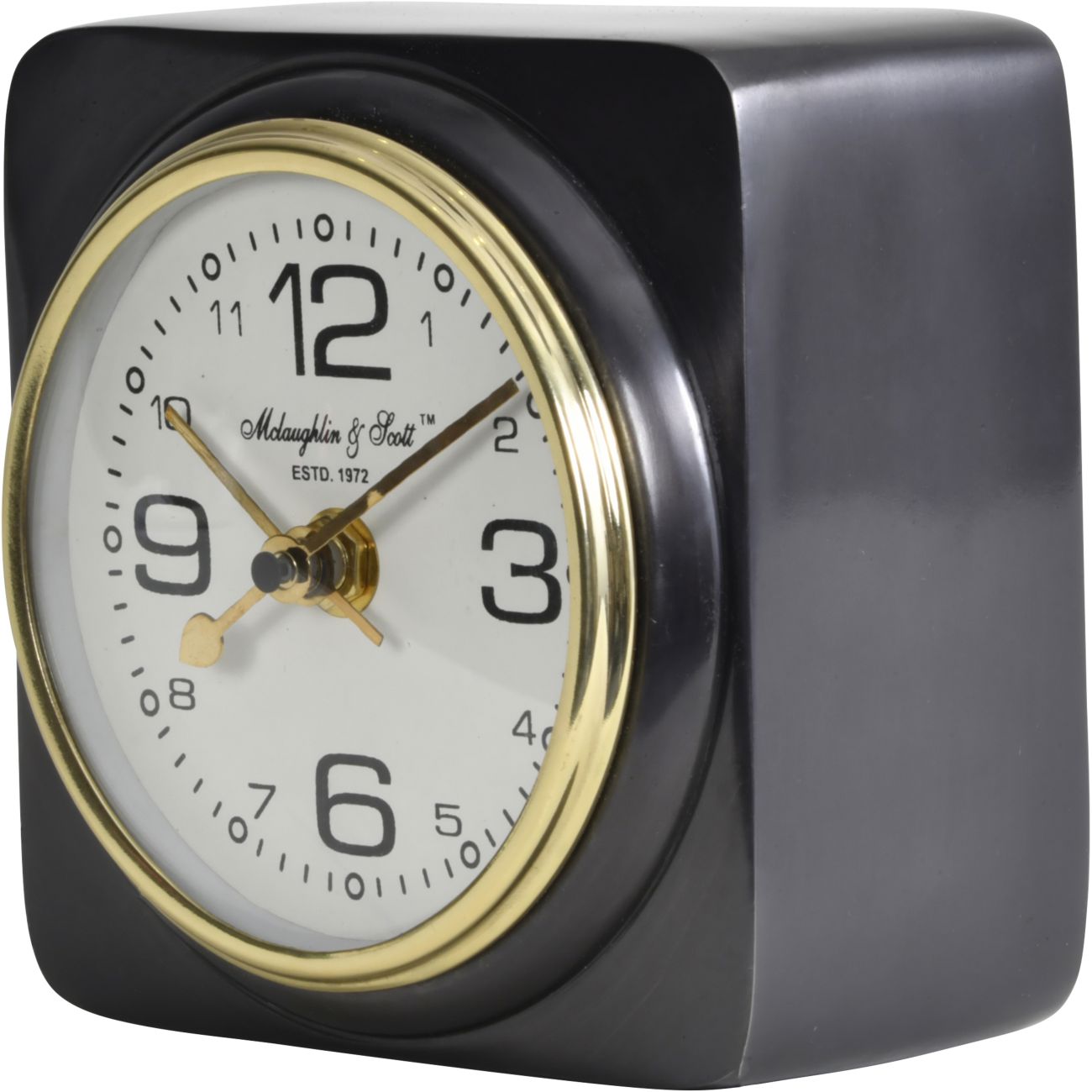 Thompson Solid Aluminium Black Square Carriage Mantel Clock